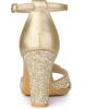 imageAllegra K Womens Glitter Ankle Strap High Chunky Heel SandalsGold