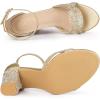 imageAllegra K Womens Glitter Ankle Strap High Chunky Heel SandalsGold