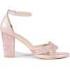 imageAllegra K Womens Glitter Ankle Strap High Chunky Heel SandalsPink