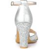 imageAllegra K Womens Glitter Ankle Strap High Chunky Heel SandalsSilver