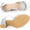 imageAllegra K Womens Glitter Ankle Strap High Chunky Heel SandalsSilver