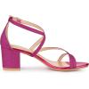 imageAllegra K Womens Glitter Crisscross Strap Chunky Heels SandalsHot Pink