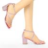 imageAllegra K Womens Glitter Crisscross Strap Chunky Heels SandalsPink