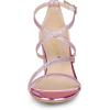 imageAllegra K Womens Glitter Crisscross Strap Chunky Heels SandalsPink