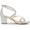 imageAllegra K Womens Glitter Crisscross Strap Chunky Heels SandalsSilver