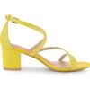 imageAllegra K Womens Glitter Crisscross Strap Chunky Heels SandalsYellow