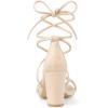 imageAllegra K Womens Strappy Lace Up Chunky Heeled SandalsBeige