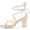 imageAllegra K Womens Strappy Lace Up Chunky Heeled SandalsBeige