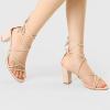 imageAllegra K Womens Strappy Lace Up Chunky Heeled SandalsBeige