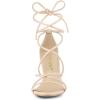 imageAllegra K Womens Strappy Lace Up Chunky Heeled SandalsBeige