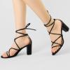 imageAllegra K Womens Strappy Lace Up Chunky Heeled SandalsBlack