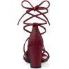 imageAllegra K Womens Strappy Lace Up Chunky Heeled SandalsBurgundy