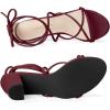 imageAllegra K Womens Strappy Lace Up Chunky Heeled SandalsBurgundy