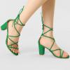 imageAllegra K Womens Strappy Lace Up Chunky Heeled SandalsGreen