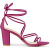 imageAllegra K Womens Strappy Lace Up Chunky Heeled SandalsHot Pink