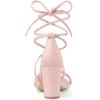 imageAllegra K Womens Strappy Lace Up Chunky Heeled SandalsPink