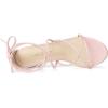 imageAllegra K Womens Strappy Lace Up Chunky Heeled SandalsPink