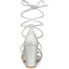 imageAllegra K Womens Strappy Lace Up Chunky Heeled SandalsSilver