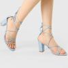 imageAllegra K Womens Strappy Lace Up Chunky Heeled SandalsSky Blue