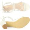 imageAllegra K Womens Strappy Lace Up Chunky Heeled SandalsWhite