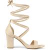 imageAllegra K Womens Strappy Lace Up Heel Chunky High Heels SandalsBeige