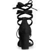 imageAllegra K Womens Strappy Lace Up Heel Chunky High Heels SandalsBlack