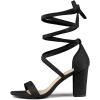 imageAllegra K Womens Strappy Lace Up Heel Chunky High Heels SandalsBlack