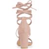 imageAllegra K Womens Strappy Lace Up Heel Chunky High Heels SandalsDust Pink