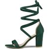 imageAllegra K Womens Strappy Lace Up Heel Chunky High Heels SandalsGreen