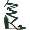 imageAllegra K Womens Strappy Lace Up Heel Chunky High Heels SandalsGreen