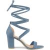 imageAllegra K Womens Strappy Lace Up Heel Chunky High Heels SandalsHaze Blue