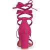 imageAllegra K Womens Strappy Lace Up Heel Chunky High Heels SandalsHot Pink