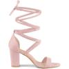 imageAllegra K Womens Strappy Lace Up Heel Chunky High Heels SandalsLight Pink
