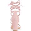 imageAllegra K Womens Strappy Lace Up Heel Chunky High Heels SandalsLight Pink