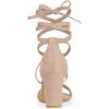 imageAllegra K Womens Strappy Lace Up Heel Chunky High Heels SandalsNude