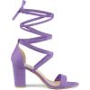 imageAllegra K Womens Strappy Lace Up Heel Chunky High Heels SandalsPurple