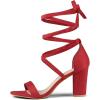 imageAllegra K Womens Strappy Lace Up Heel Chunky High Heels SandalsRed