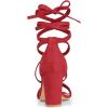 imageAllegra K Womens Strappy Lace Up Heel Chunky High Heels SandalsRed