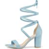 imageAllegra K Womens Strappy Lace Up Heel Chunky High Heels SandalsSky Blue