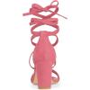 imageAllegra K Womens Strappy Lace Up Heel Chunky High Heels SandalsWatermelon Red