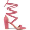 imageAllegra K Womens Strappy Lace Up Heel Chunky High Heels SandalsWatermelon Red