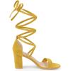 imageAllegra K Womens Strappy Lace Up Heel Chunky High Heels SandalsYellow