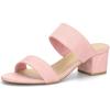 imageAllegra K Womens Block Heel Dual Straps Slide SandalsLight Pink