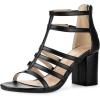 imageAllegra K Womens Cage Strappy Gladiators Chunky Heels SandalsBlack