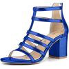 imageAllegra K Womens Cage Strappy Gladiators Chunky Heels SandalsDeep Blue