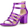 imageAllegra K Womens Cage Strappy Gladiators Chunky Heels SandalsPurple