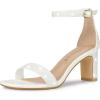 imageAllegra K Womens Glitter Ankle Strap Chunky Heeled SandalsWhite