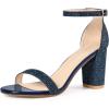imageAllegra K Womens Glitter Ankle Strap Chunky Heels SandalsNavy Blue
