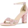 imageAllegra K Womens Glitter Ankle Strap High Chunky Heel SandalsPink