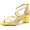 imageAllegra K Womens Glitter Crisscross Strap Chunky Heels SandalsYellow